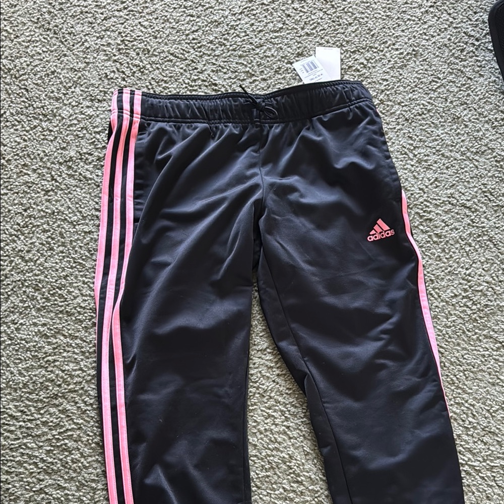 Adidas Black and Pink Sweatpants Relaxed Fit